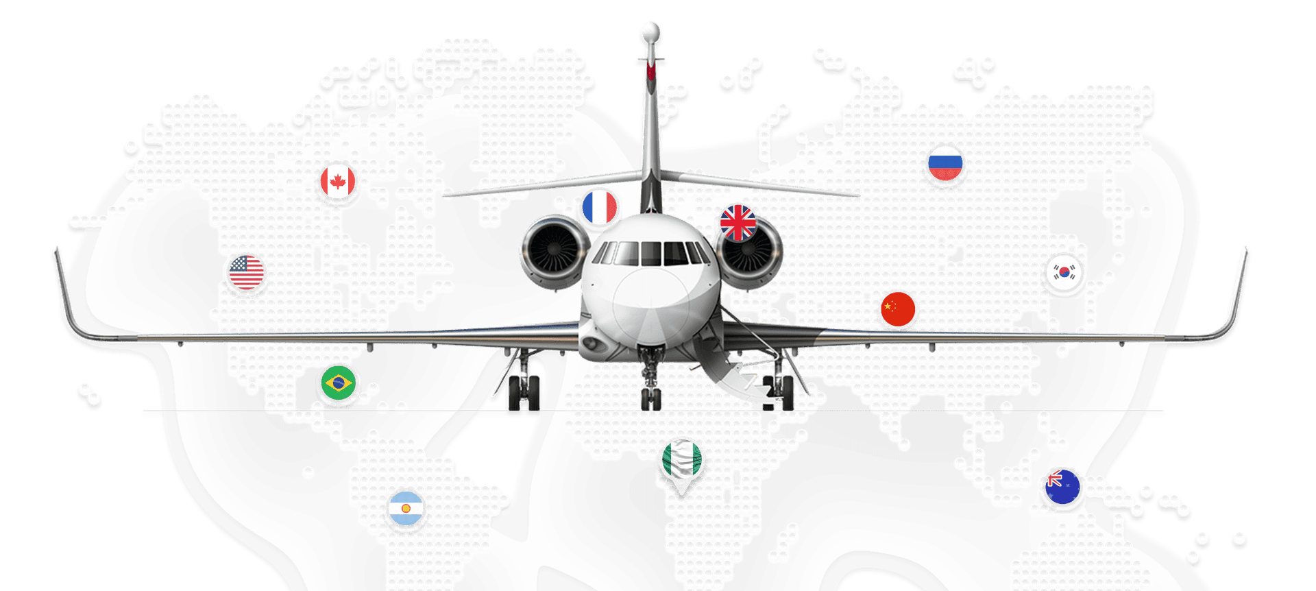 Airplane with country flags